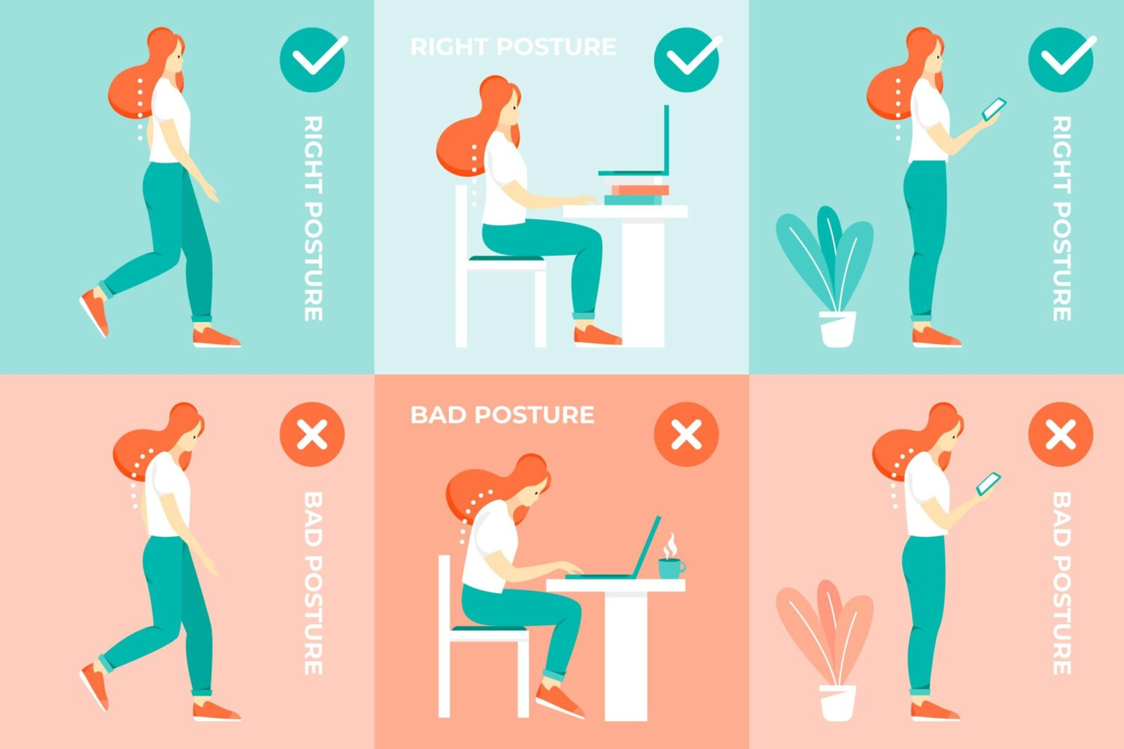 Bad vs good posture